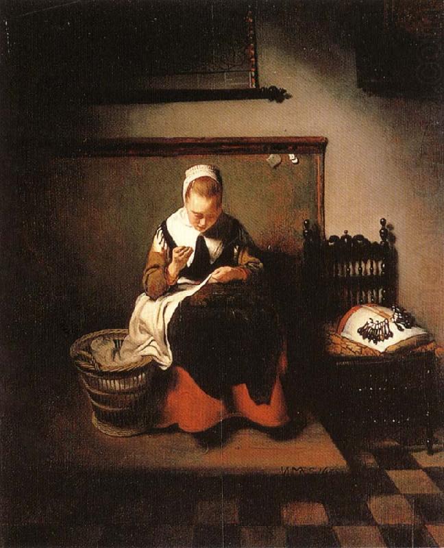 MAES, Nicolaes A Young Woman Sewing china oil painting image